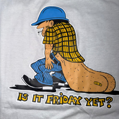 Funny Dragging Ass Construction Guy VTG T Shirt 80s Single Stitch XL Humor Joke