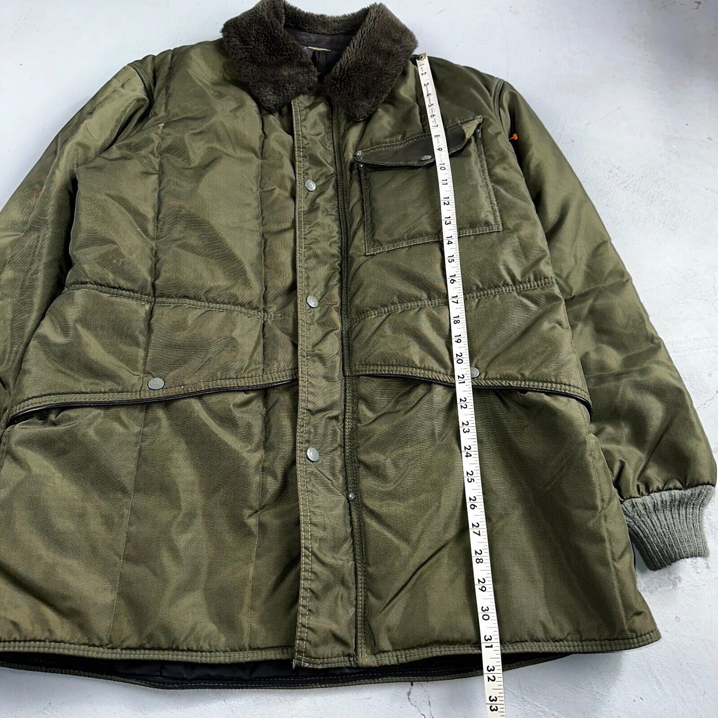 Vintage 1960s Green Parka Puffer Jacket Coat Men's L USA Refrigiwear Ski 60s