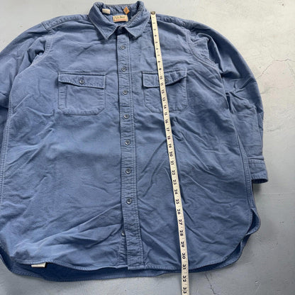 LL Bean VTG Mens XL Chamois Cloth Blue Shirt Soft Cozy Flannel Cotton 90s
