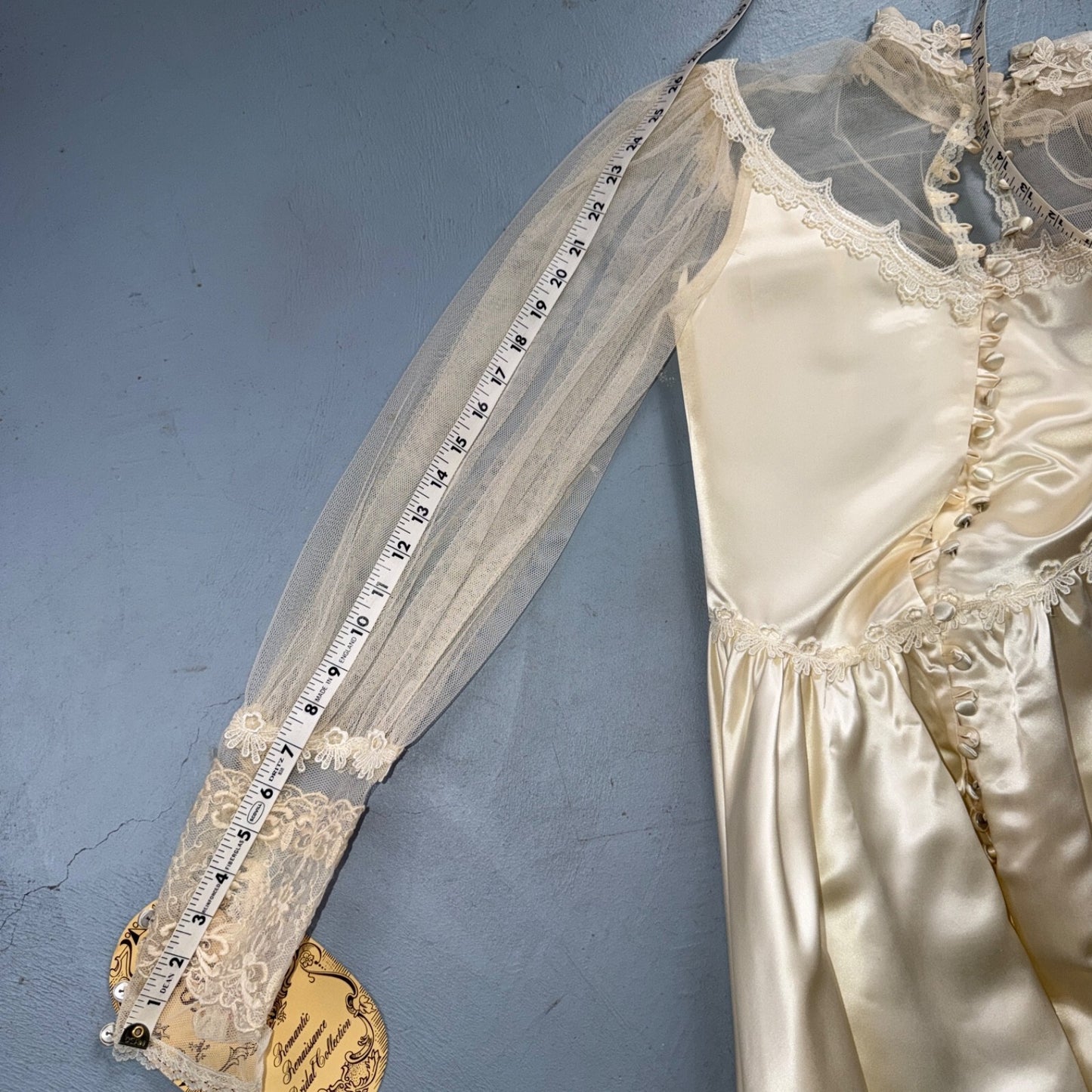 Vintage NWT 1970s GUNNE SAX Lace Prairie Wedding Dress Size 7 Hippie Boho 70s