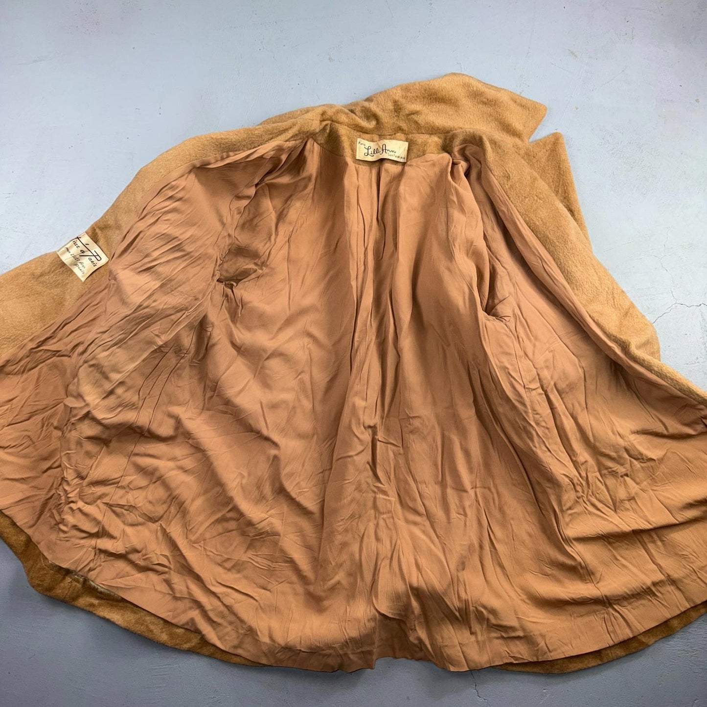 VTG Lilli Ann Tan Swing Coat Womens Tisse a Paris Brushed Wool San Francisco