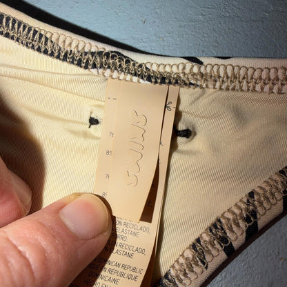 SKIMS SIGNATURE SWIM CHEEKY TANGA BOTTOM CHAMPAGNE LEOPARD PRINT SIZE M