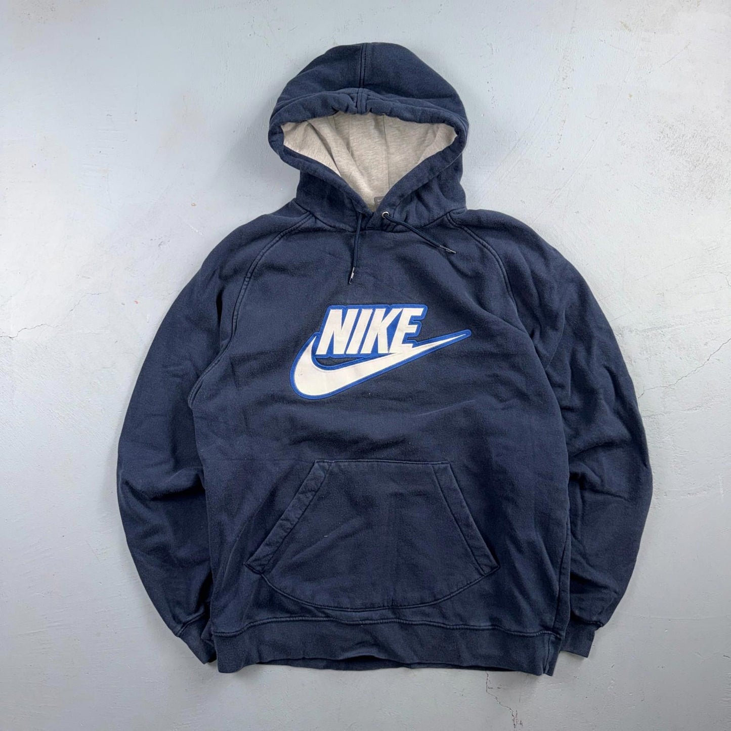 Nike Vintage Y2K Big Spellout Swoosh Sweatshirt Hoodie Sz L Silver Bar Tag