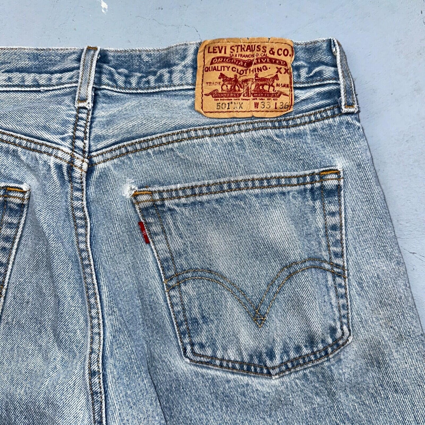 Levis 501 Vintage Y2K XX Straight Leg Jeans 33x36 Light Wash 2000s Act 31x31