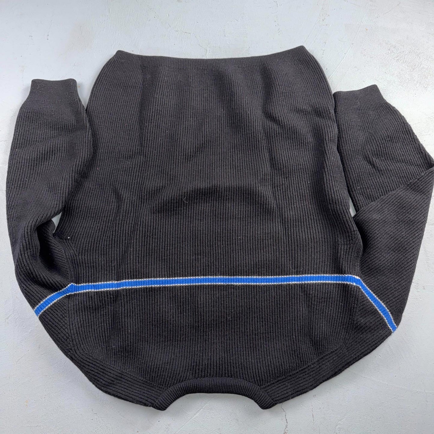 Montant Pull Wool Ski Sweater VTG 60s Blue Stripe Made in France Mens Rockabilly