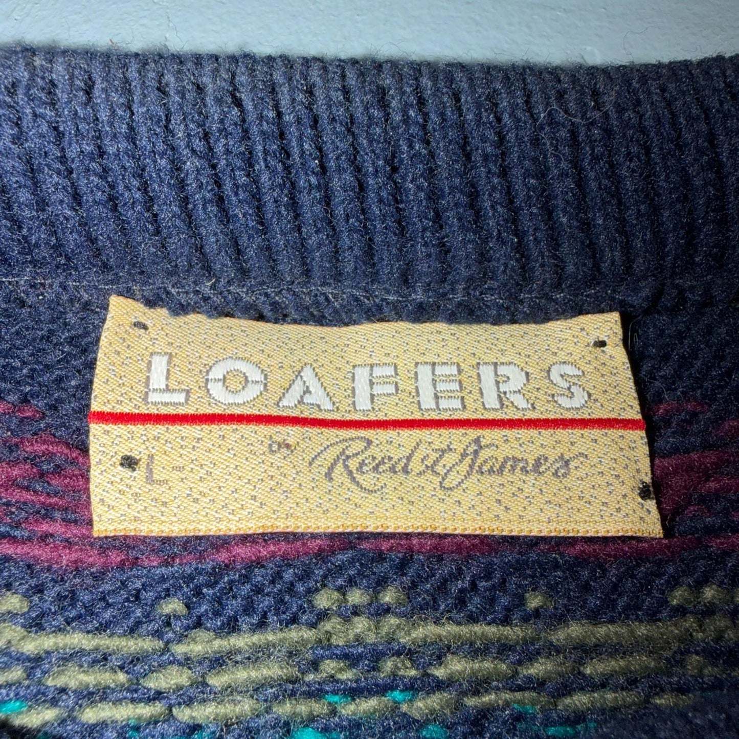 Vintage Loafers Reed St. James Sweater Men L Gray Grandpa Cosby Chunky Knit USA