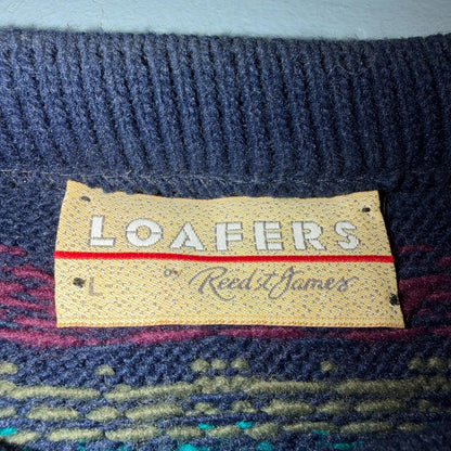 Vintage Loafers Reed St. James Sweater Men L Gray Grandpa Cosby Chunky Knit USA