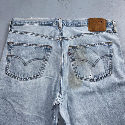 Levis 501 Vintage 90s USA XX Straight Leg Jeans Blue Light Wash 38x32 Act 37x31