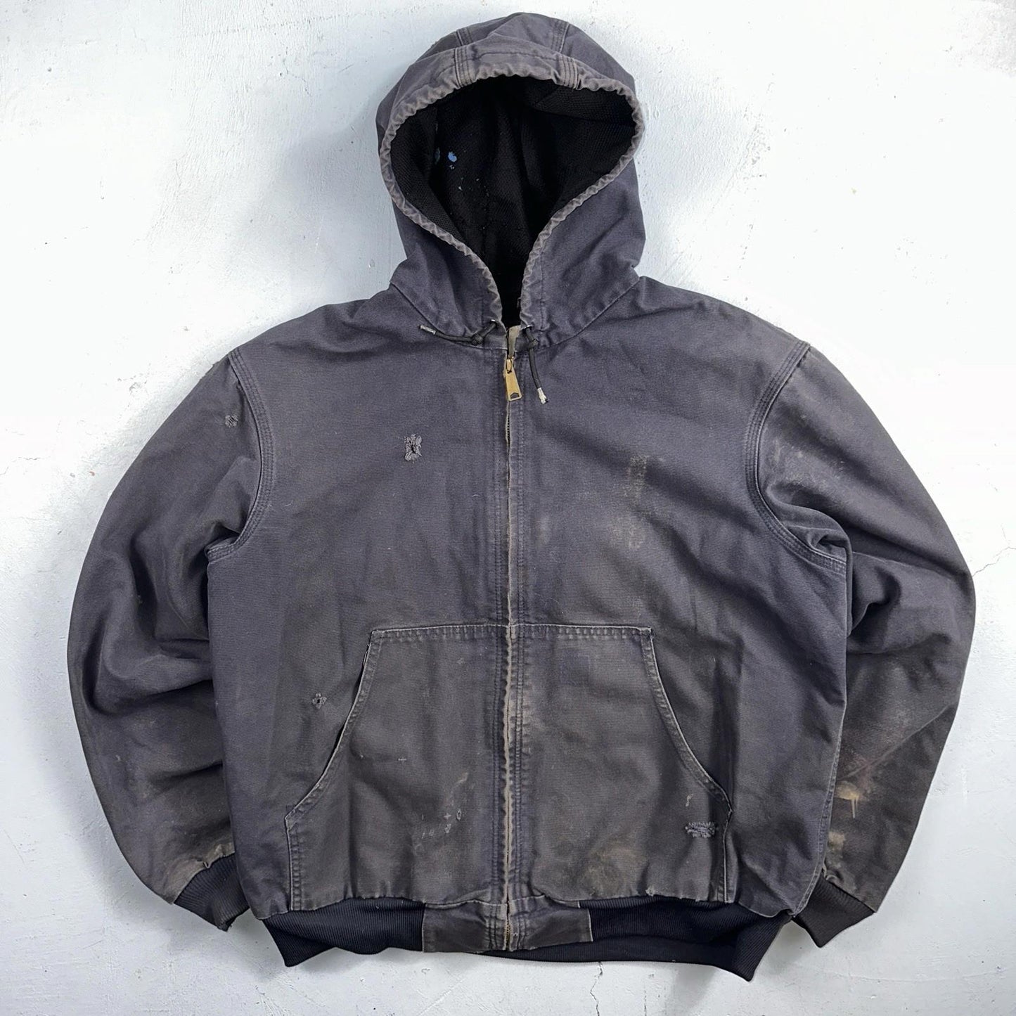 Carhartt Jacket VTG Mens Large Purple Hooded Distressed Bomber J208 MDT Thrashed