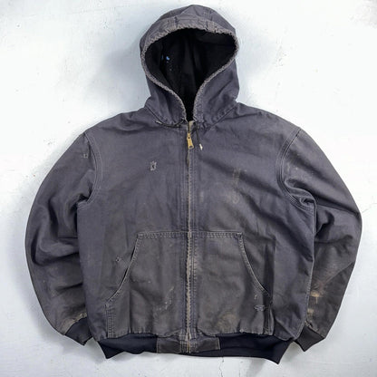 Carhartt Jacket VTG Mens Large Purple Hooded Distressed Bomber J208 MDT Thrashed