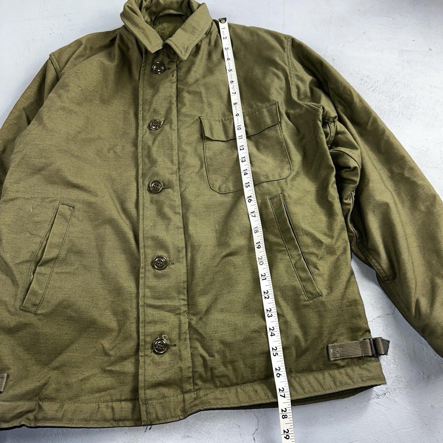VTG 60s USN US Navy Military A-2 Intermediate Cold Weather Deck Jacket Stencil