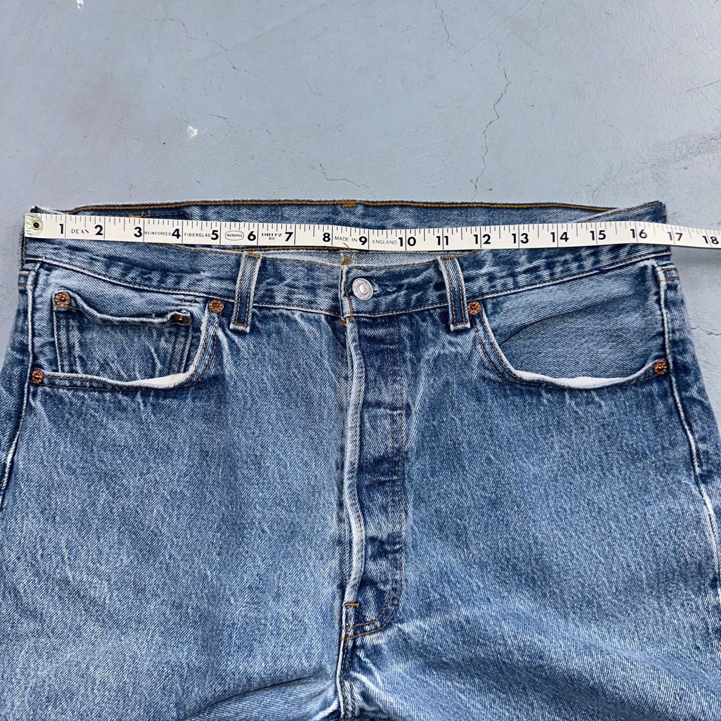 Levis 501 Vintage 90s USA XX Straight Leg Jeans Blue Light Wash 35x34 Act 33x31