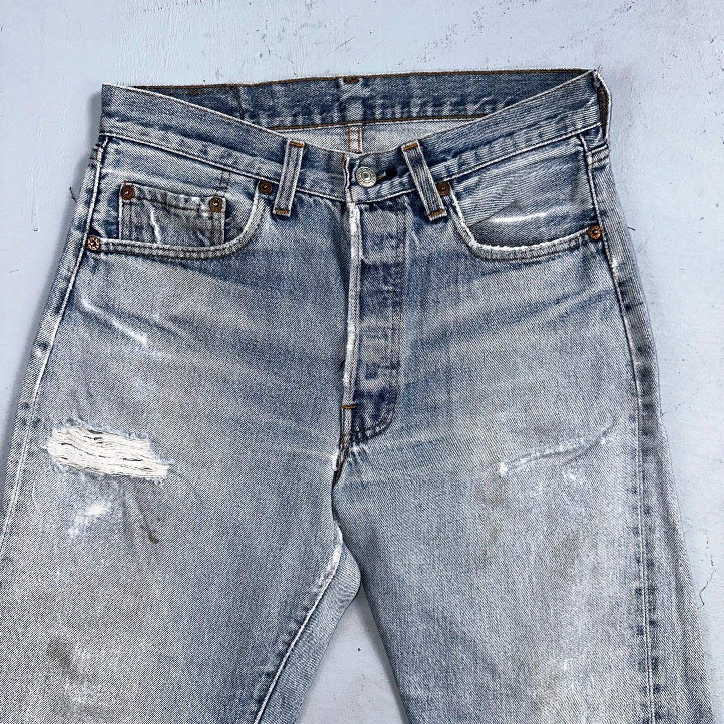 Levis 501 Vintage 80s Redline Selvedge USA XX Jeans Light Wash 30x34 Act 28X30