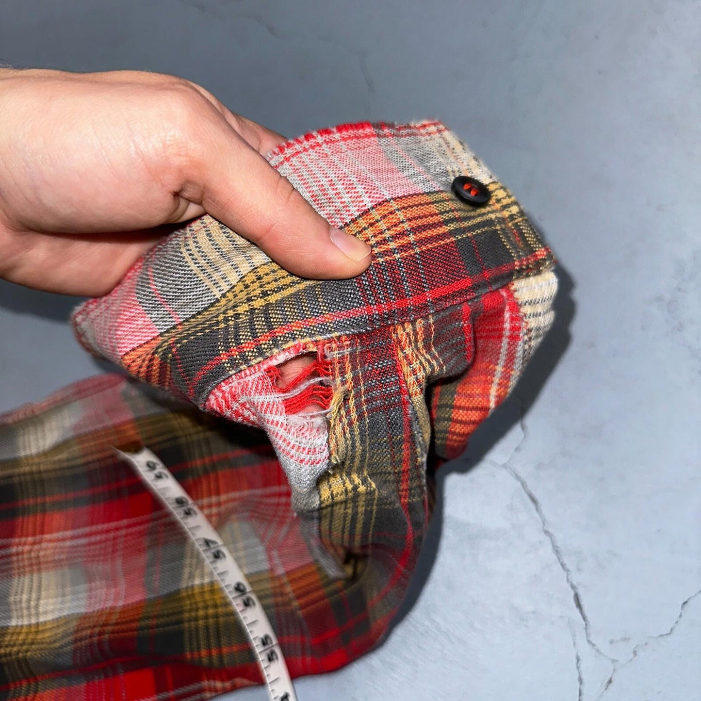 VTG Big Mac JC Penneys Thick 100% Cotton Flannel Work Shirt M 70s Plaid Thrashed