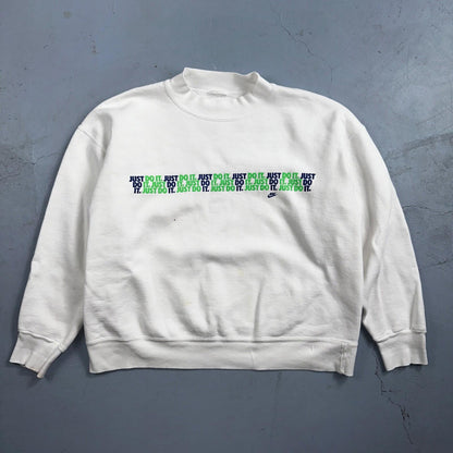Nike VTG 90s Sweatshirt Crewneck Just Do It USA Logo 1990s White Jumper Gym