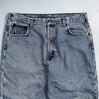 Carhartt Jeans Mens 38x32 Blue Denim Flannel Lined Relaxed Fit Chore Workwear