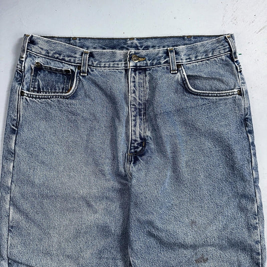 Carhartt Jeans Mens 38x32 Blue Denim Flannel Lined Relaxed Fit Chore Workwear