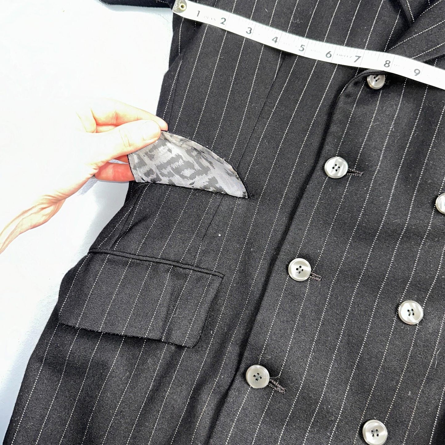 VTG Mens Suit 36 Double Breast 8 Button Jacket Sport Coat Rockabilly 50s Striped
