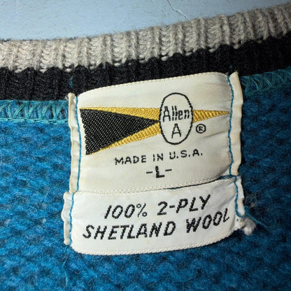 VTG Allen A 100% 2-Ply Shetland Wool Cardigan Sweater Rockabilly 60s 1960s Zip
