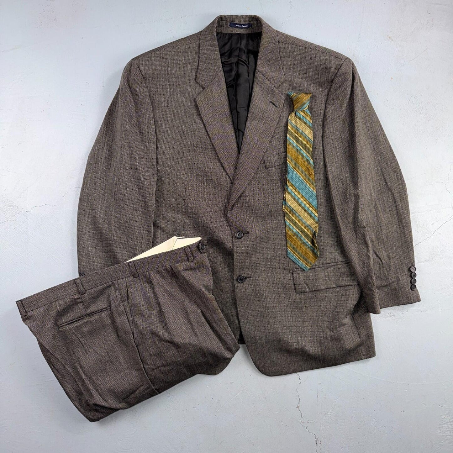 1990s Chaps Ralph Lauren VTG Mens 2 PC Suit 48 Jacket Coat Pants Gray Wool
