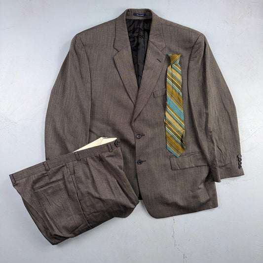 1990s Chaps Ralph Lauren VTG Mens 2 PC Suit 48 Jacket Coat Pants Gray Wool
