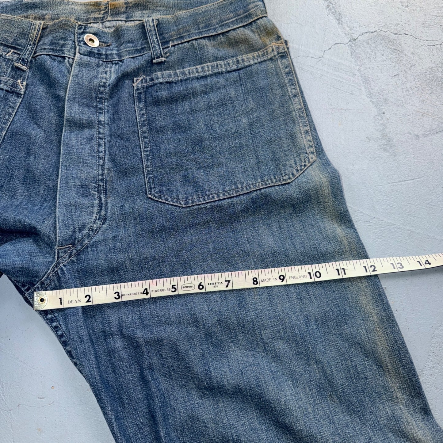 1940s WWII Navy Selvedge Denim Pants Seafarer Uniform Blue Jeans VTG 40s 30x28