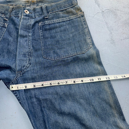 1940s WWII Navy Selvedge Denim Pants Seafarer Uniform Blue Jeans VTG 40s 30x28