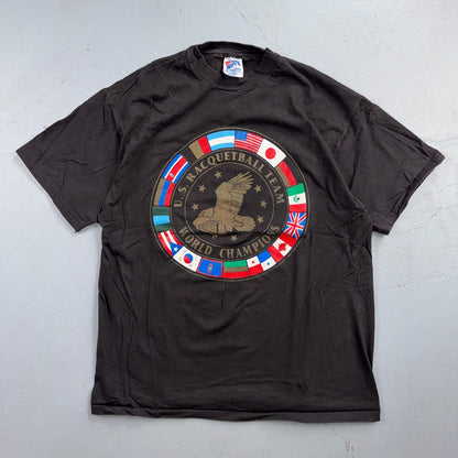 VTG 90s U.S. Racquetball Team World Champions International Flags Sports Graphic