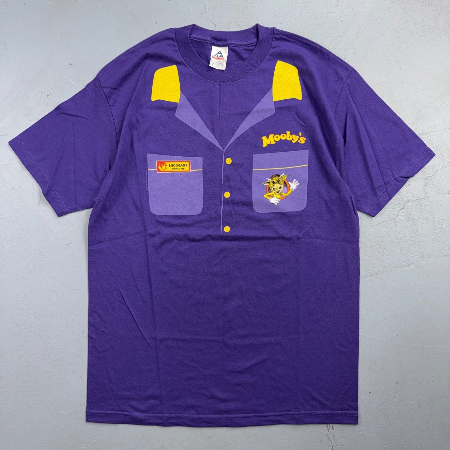 VTG Y2K Mooby's Employee Uniform T Shirt Kevin Smith View Askewniverse Clerks