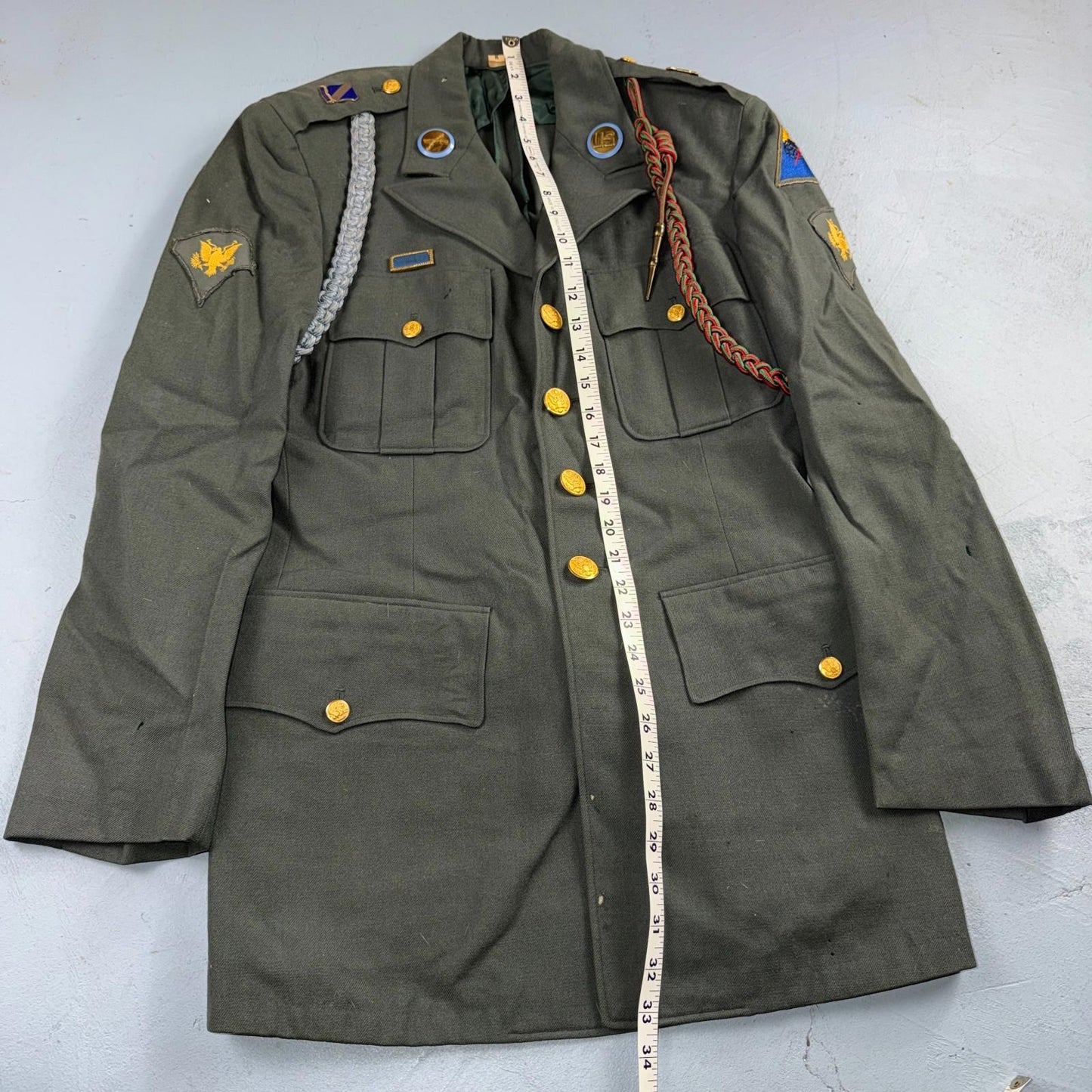US Army Korean War Officer Suit 1950s Armored Hell Wheels Patch 37R VTG Jacket