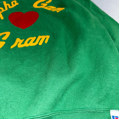 Russell Athletic Sweatshirt L Alpha Gam VTG Crewneck Green 90s USA College Uni