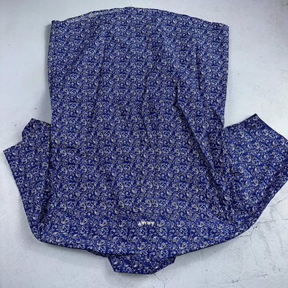 Ariat Button-Down Short Sleeve Shirt Size Large Blue Paisley 100% Cotton Casual