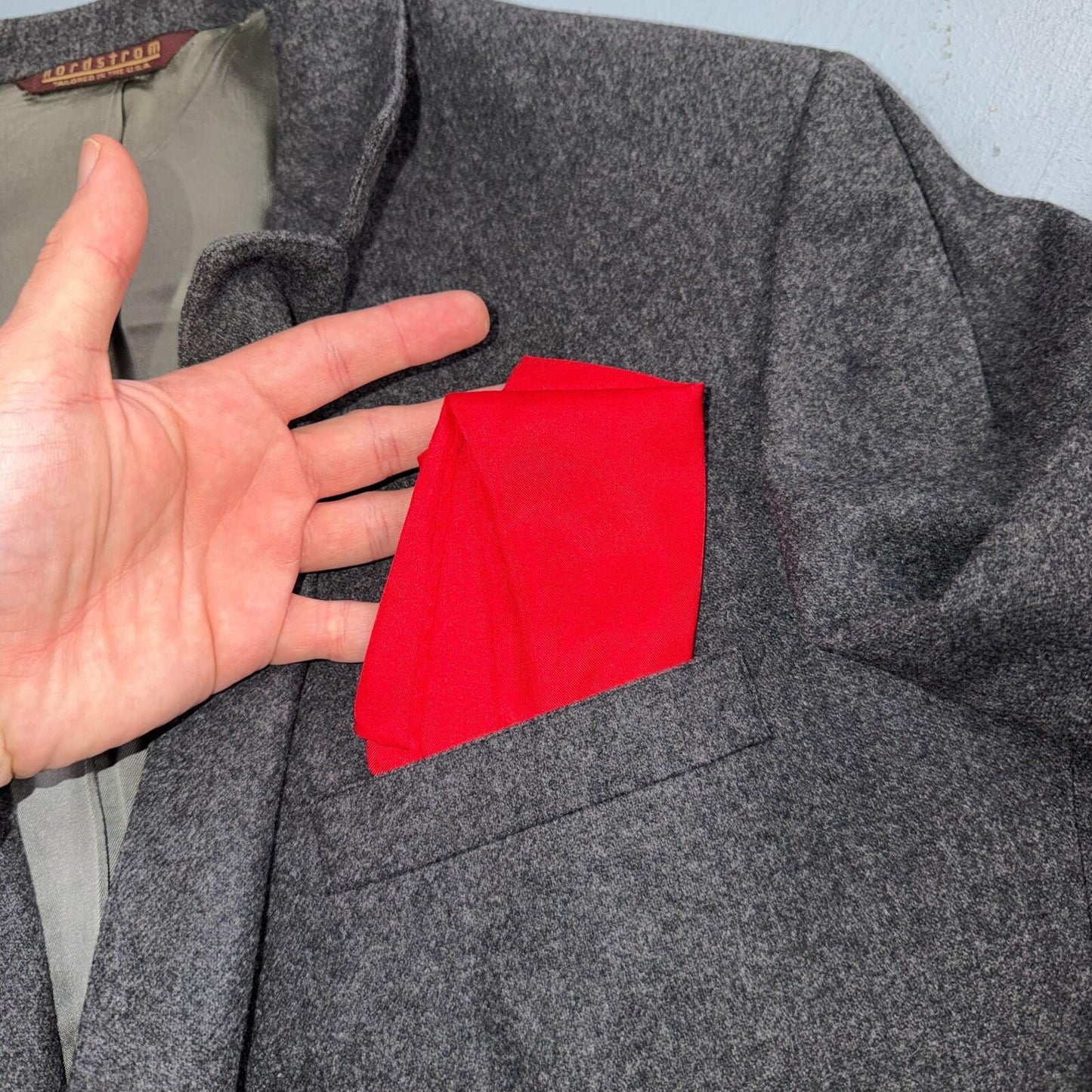 Nordstrom Vintage 42 Blazer Gray Wool Sport Coat USA 1980s Union USA Gold Button