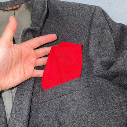 Nordstrom Vintage 42 Blazer Gray Wool Sport Coat USA 1980s Union USA Gold Button