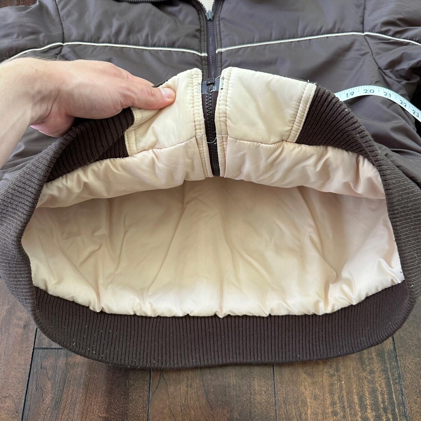 VTG Reversible Ocean Pacific Brown Insulated Puffer Jacket Double Sided 70s 80s