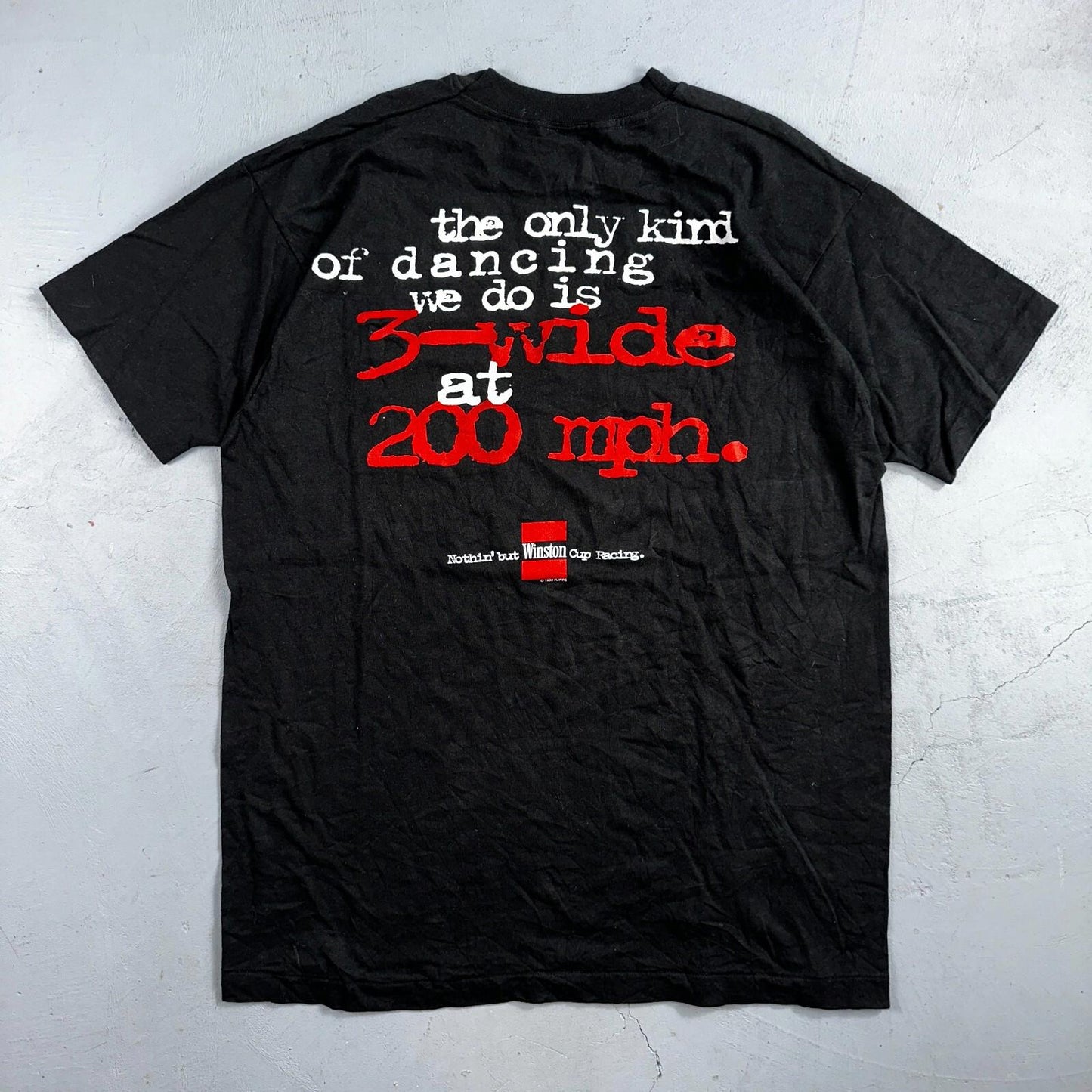 Nascar Racing FOTL 90s VTG T Shirt Winston Cup Fast Cars MPH Text XL Quote Black