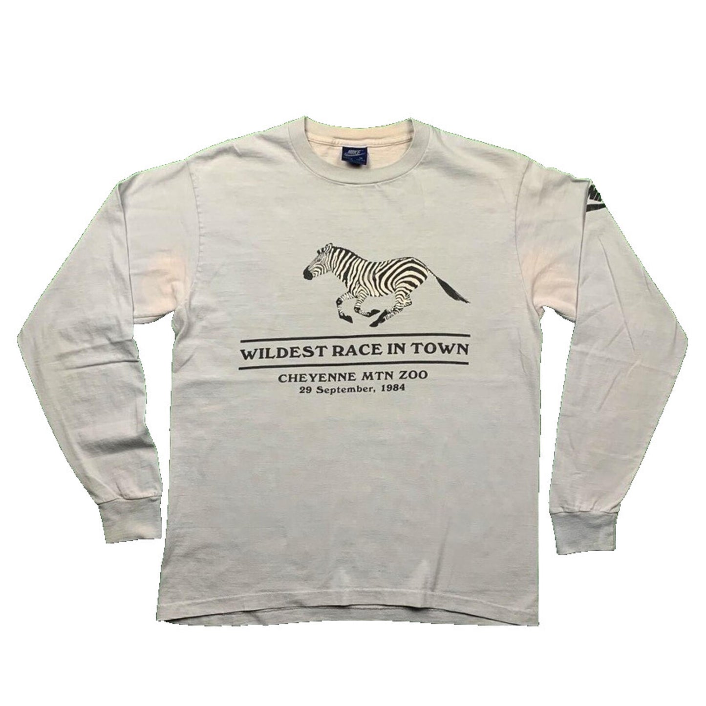 Vintage Nike T Shirt USA Rare 1984 Running LS 80s Zebra Wild Race Cheyenne Zoo