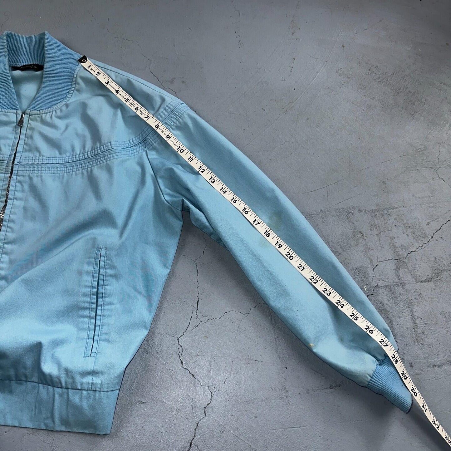 Vintage JC Penneys 70s Derby Jacket Sports USA Baby Blue Talon Bomber Large