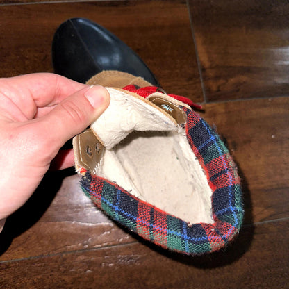 Danexx Black & Plaid Rain/Snowboot Canada Shearling Lined Boots Sz 8 VTG 80s