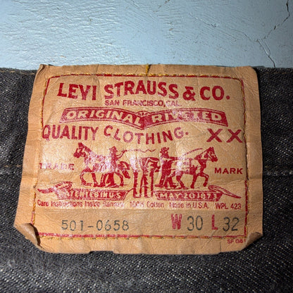 Levis 501 Vintage 80s USA XX Straight Leg Jeans Black Light Wash 30x32 Act 29x31