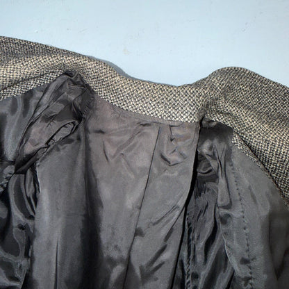 VTG 1950s 1960s Coat Trench Mens Gray Tweed Wool Rockabilly Overcoat Long Duster