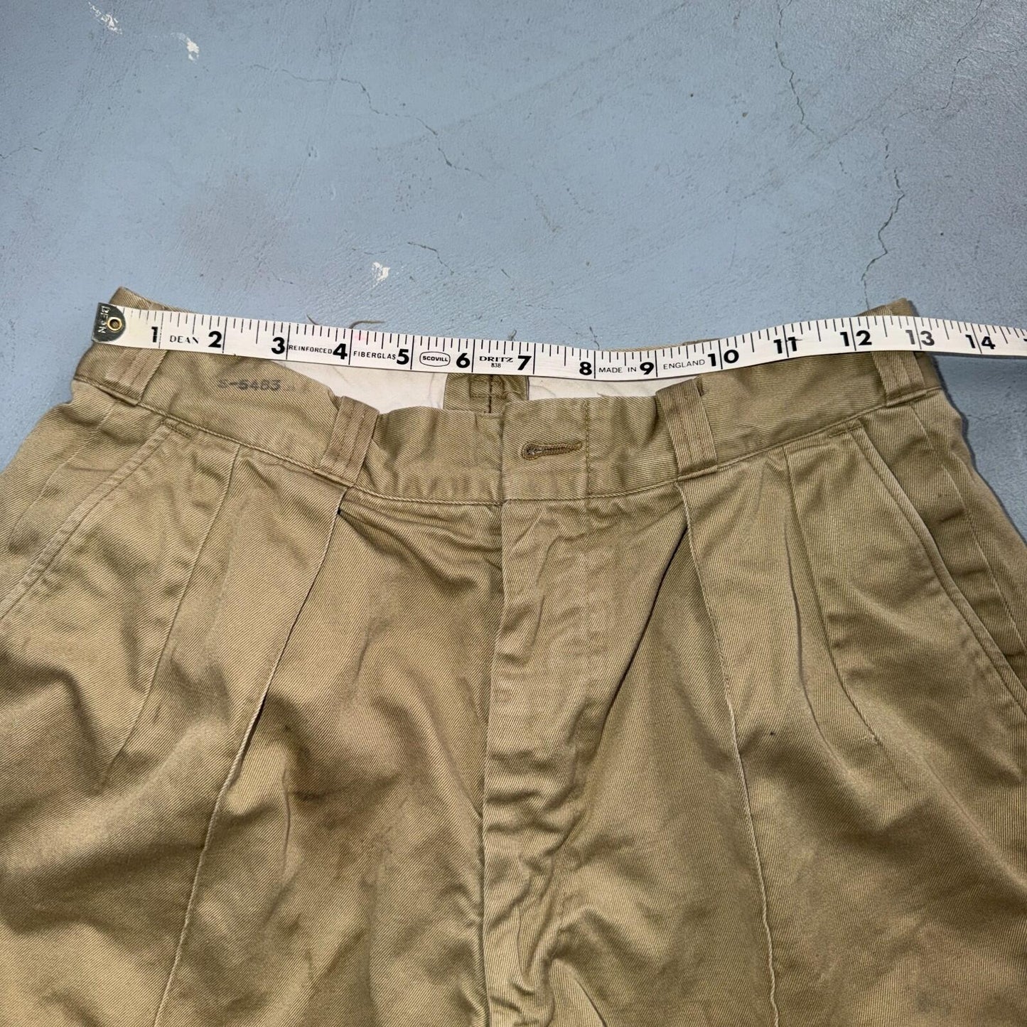 WWII era US Army Shorts Athletic Khaki Chino Pleated Missing Button Rare