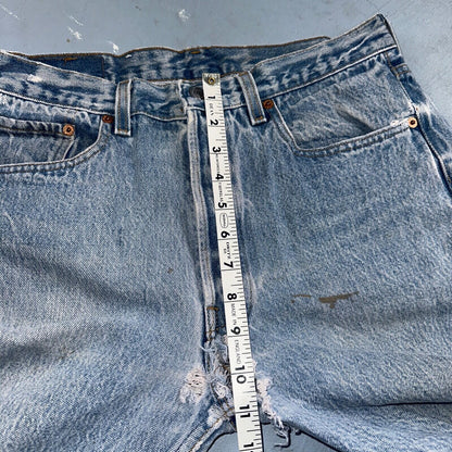 Levis 501 Vintage 90s USA XX Straight Leg Jeans 33x36 Light Wash Act 30x30