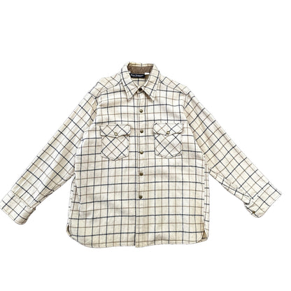 Norm Thompson VTG Long Sleeve Snap Up Heavy Wool Shirt Plaid 60s XL Rockabilly