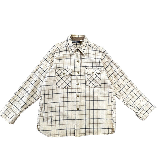 Norm Thompson VTG Long Sleeve Snap Up Heavy Wool Shirt Plaid 60s XL Rockabilly