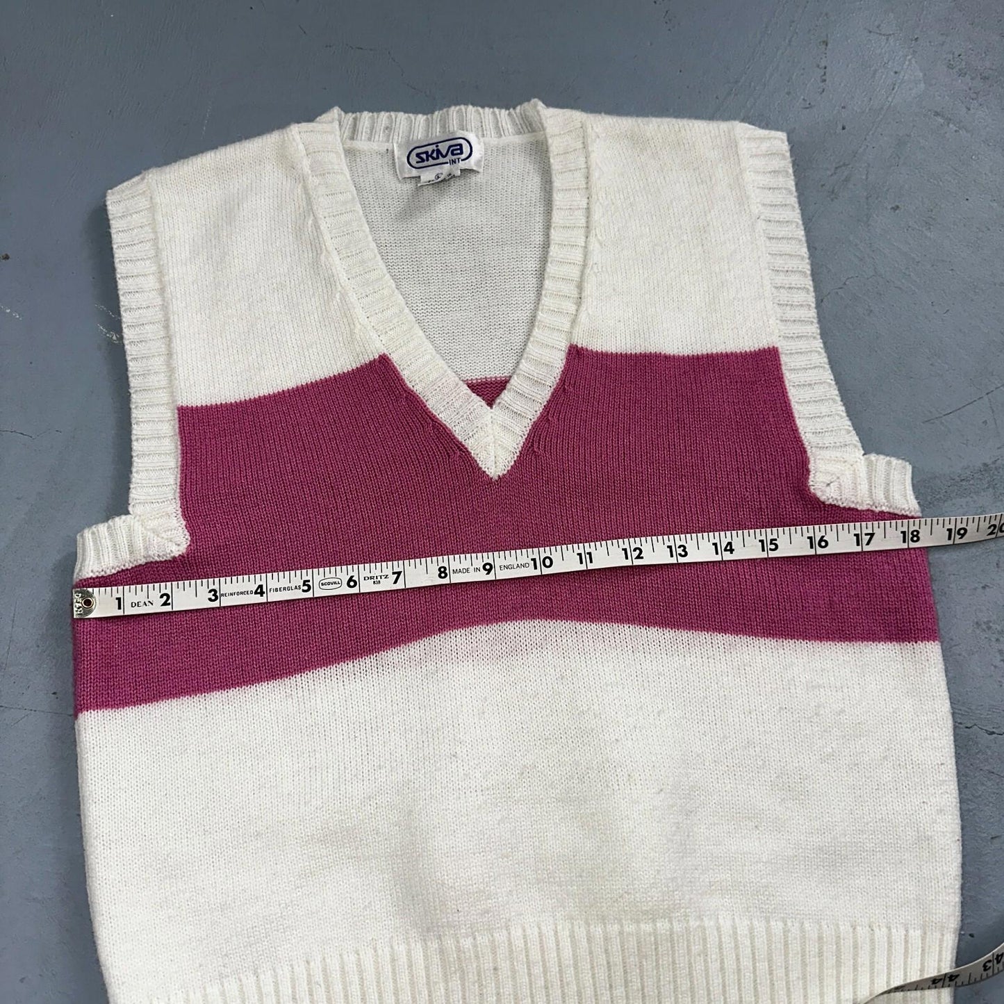 Skiva VTG Pink Sweater Vest Women's L Retro Pullover Knit 1980s 80s Colorblock