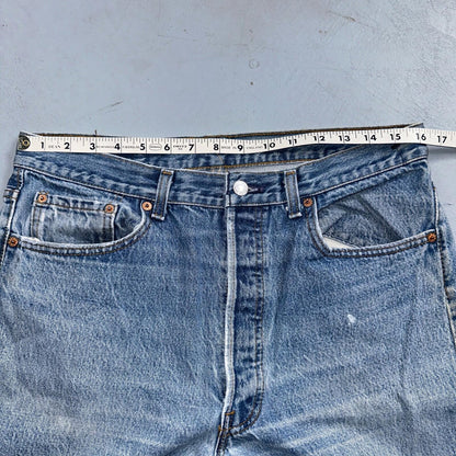Levis 501 Vintage 90s USA XX Straight Leg Jeans 35x36 Blue Light Wash Act 32x32