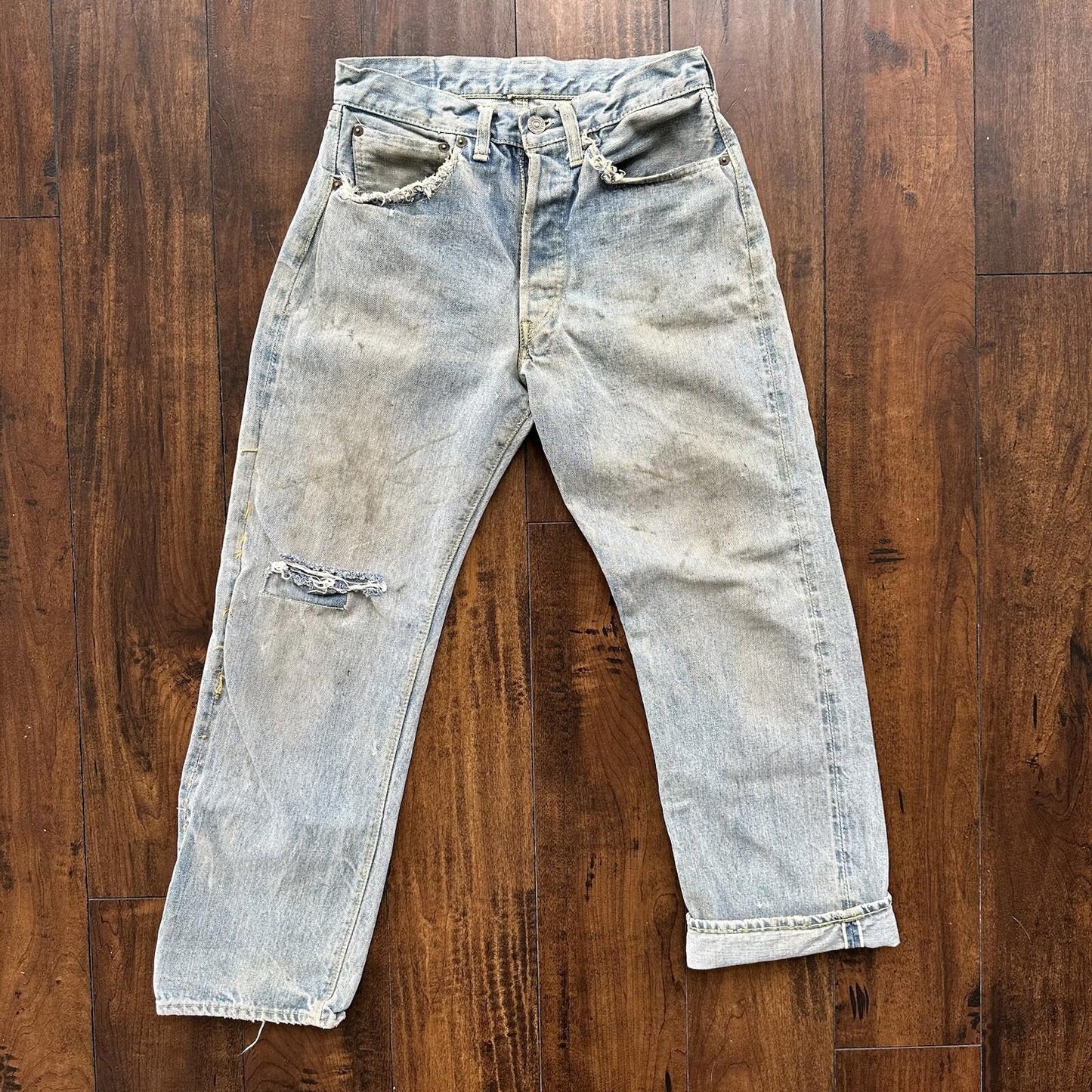 Levis 501 XX Big E True Vintage 50s Redline Hidden Rivets Jeans 1950s 60s 26x26