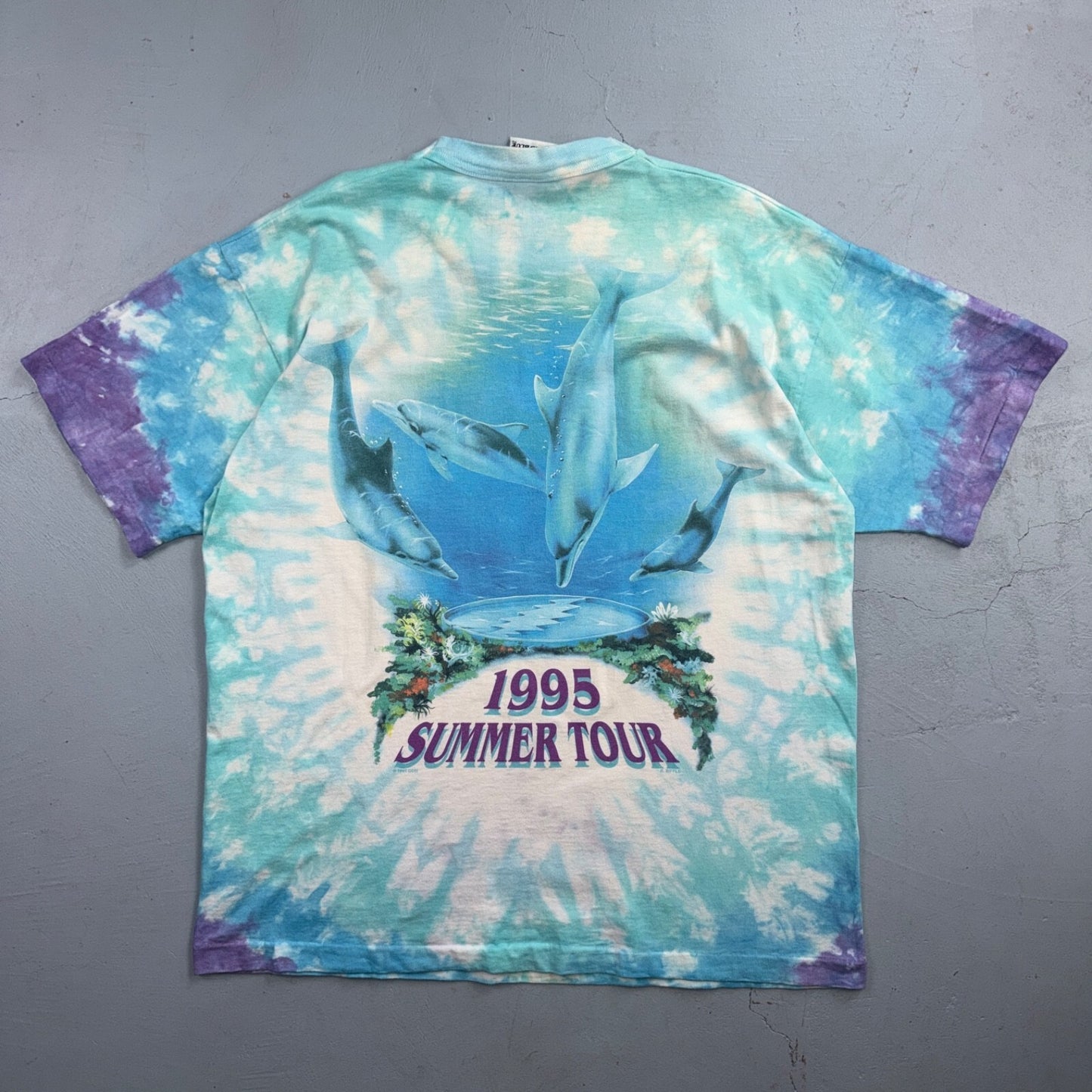 Grateful Dead VTG 1995 Liquid Blue 90s Tour Poseidon Tie Dye T Shirt XL Dolphins
