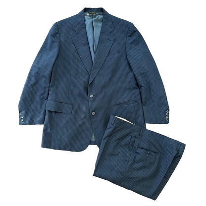 1960s Navy Blue Sport Jacket VTG Mens Suit 44 38x28 Rockabilly Pinstripe Pants